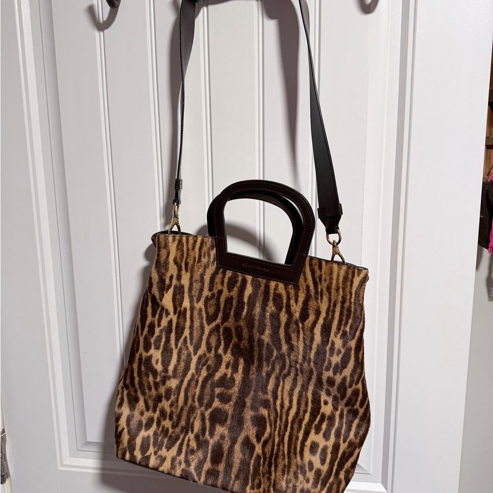 Ralph Lauren Animal Print Shoulder Bag with Black Trim